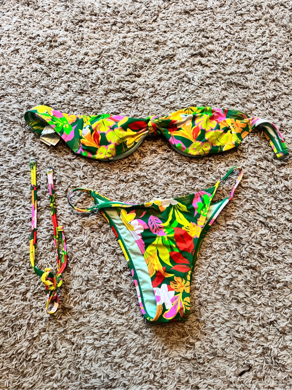 Tropical Floral Bikini Set in Green & Yellow Cupshe